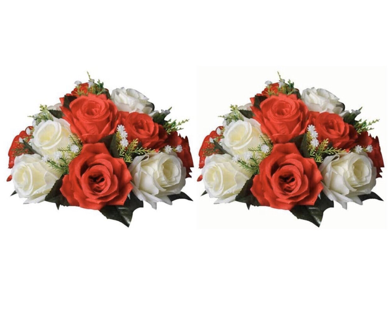 Red and White Artificial Flower Heads