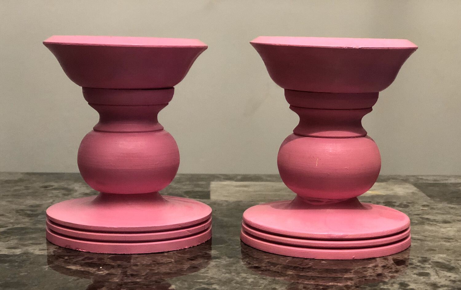 Pink Table Top Display Stand/ candle Holder (set Of 2)