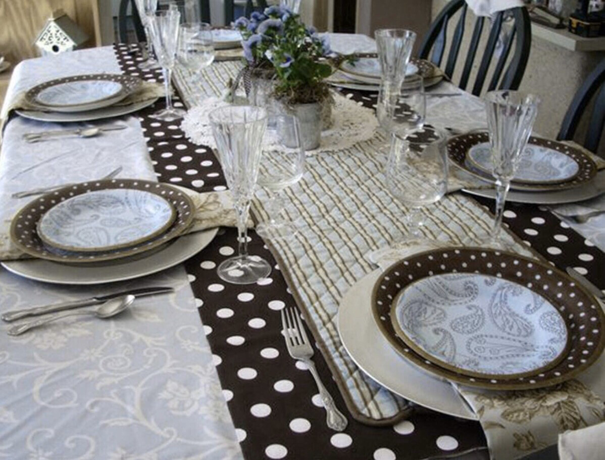 Black And White Polka Dot Table Runner