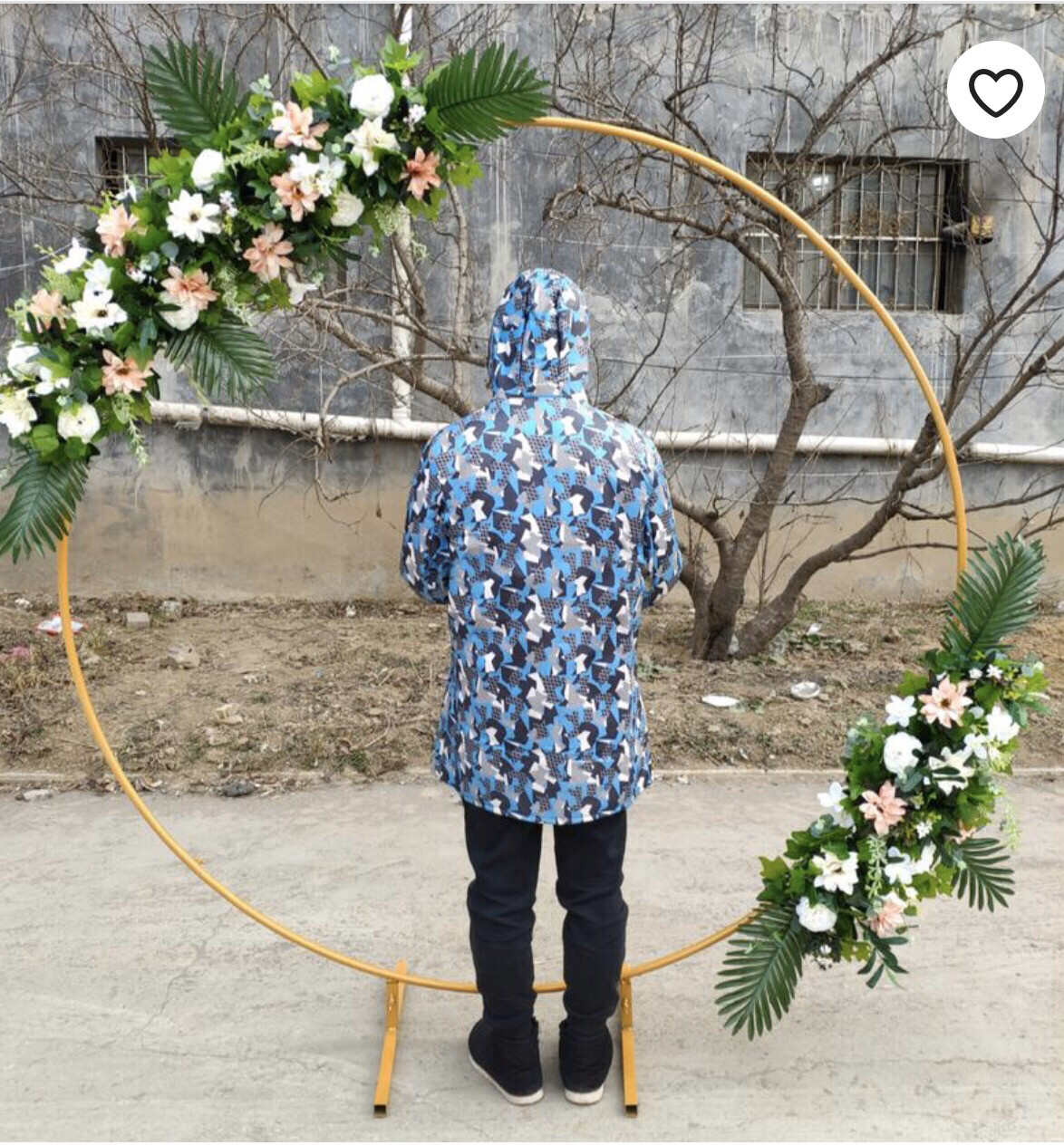 Golden Metal Round Wedding Arch With Stand