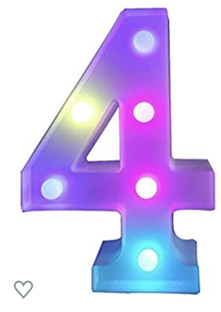 Multi Color Changing Marquee Number 4