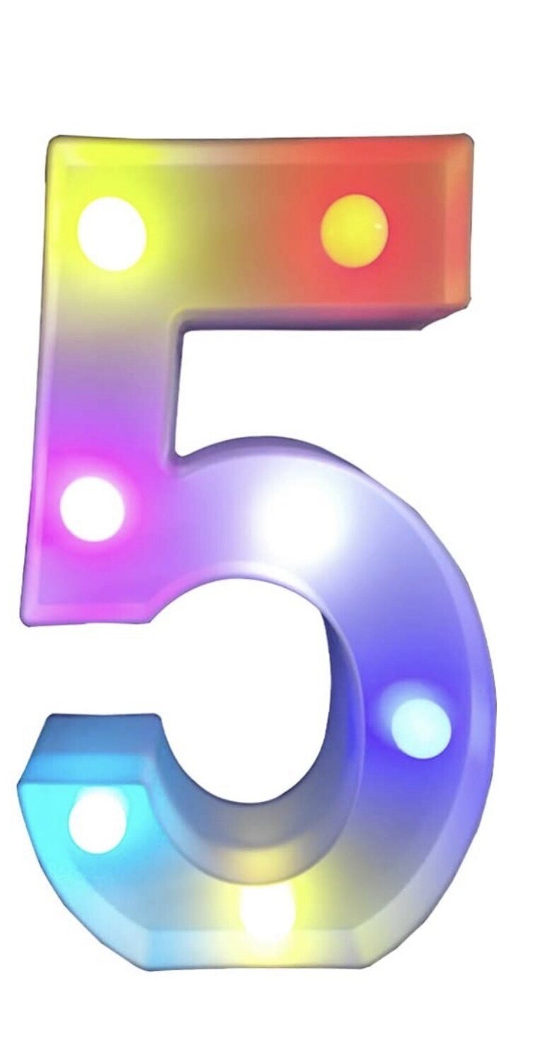 Multi Color Marquee Number 5
