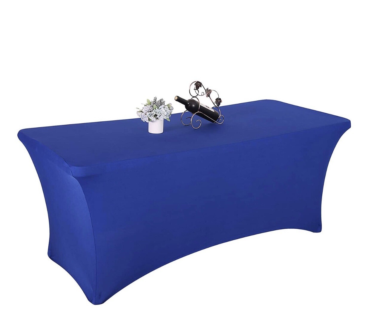8ft Blue Spandex Stretch Tablecloth