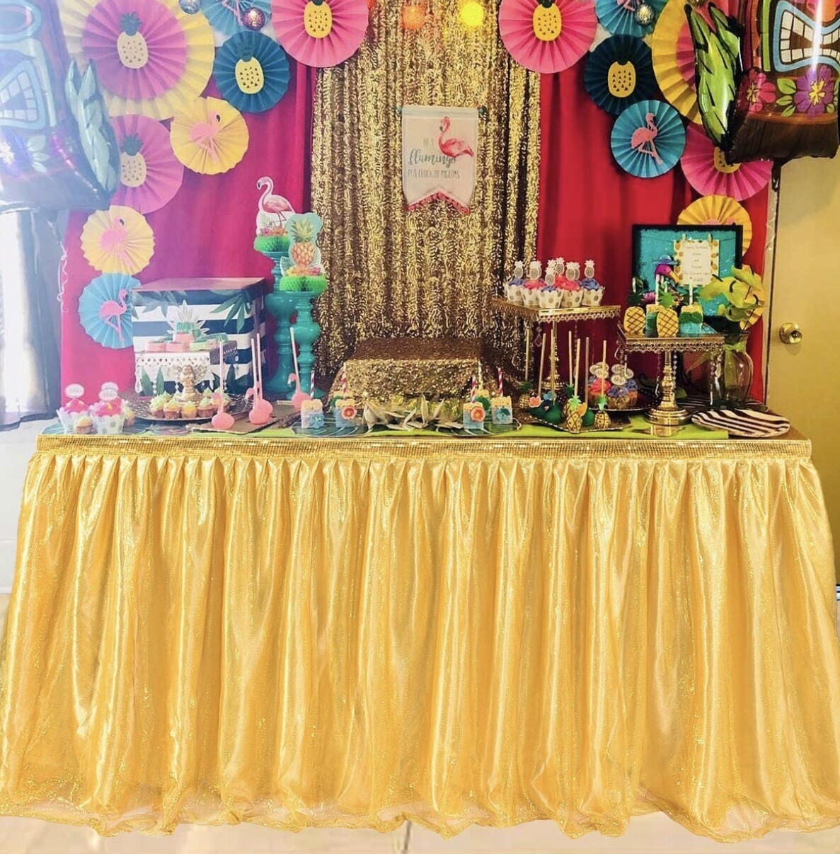 Gold Table Skirt With tulle (9ft)