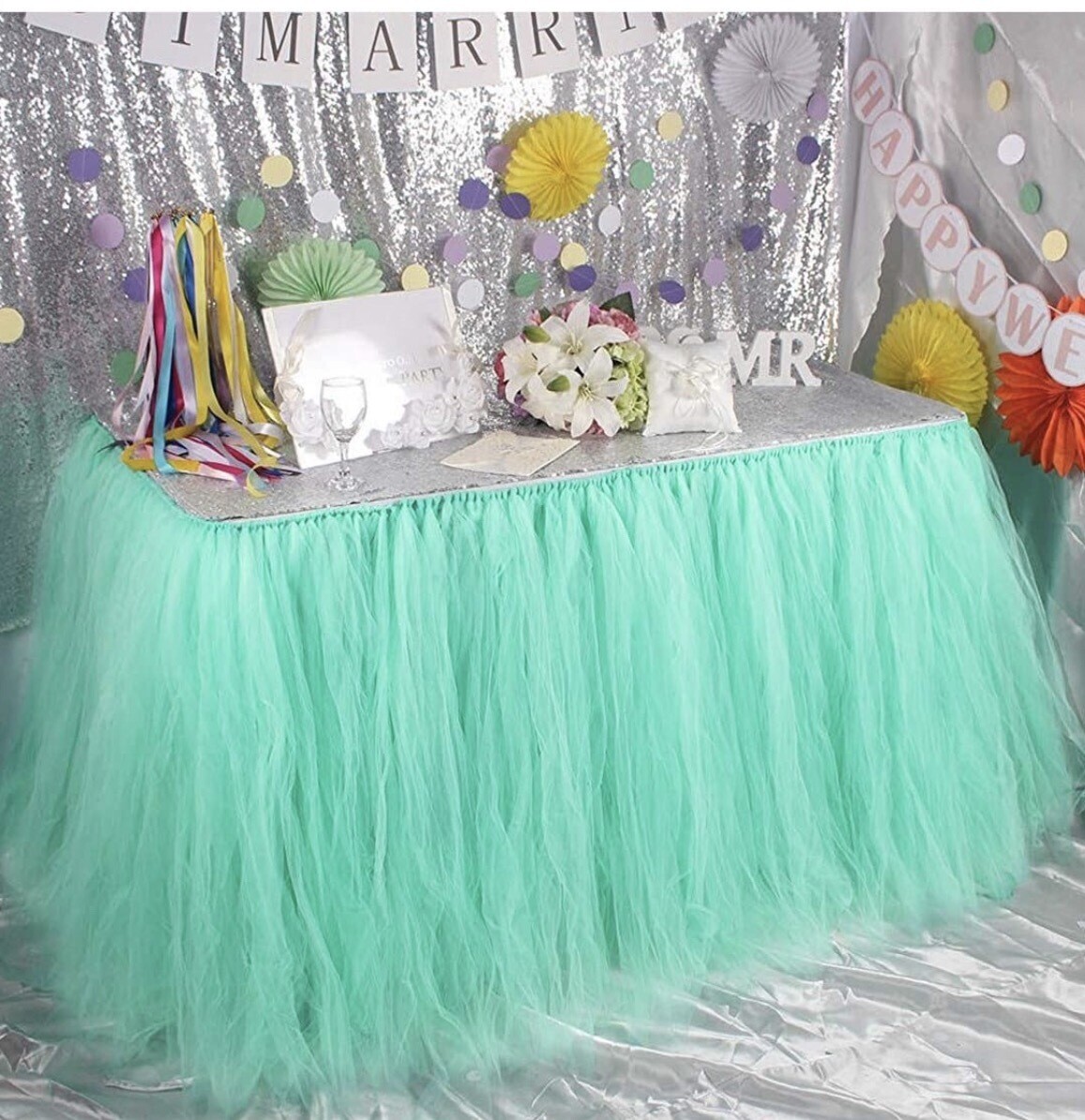 Mint green Table Skirt