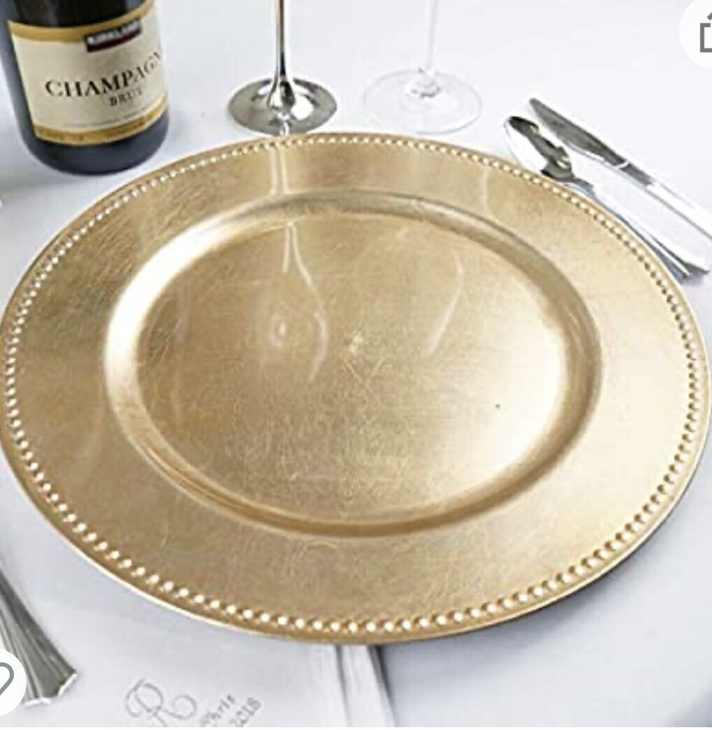 13” Gold Beaded Charger Plate