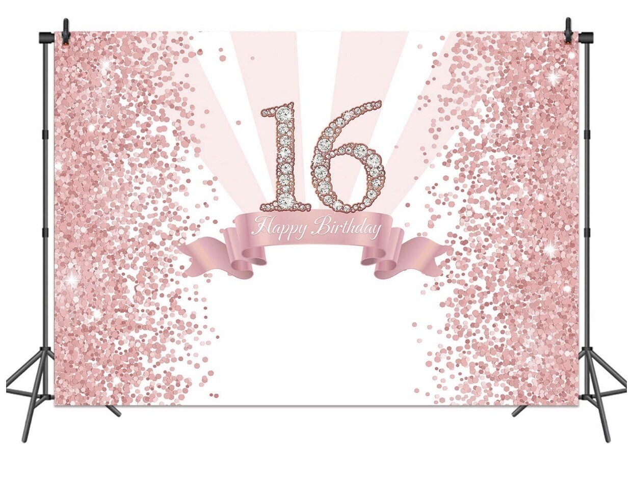 Sweet 16 Pink And Gold Vinyl Backdrop