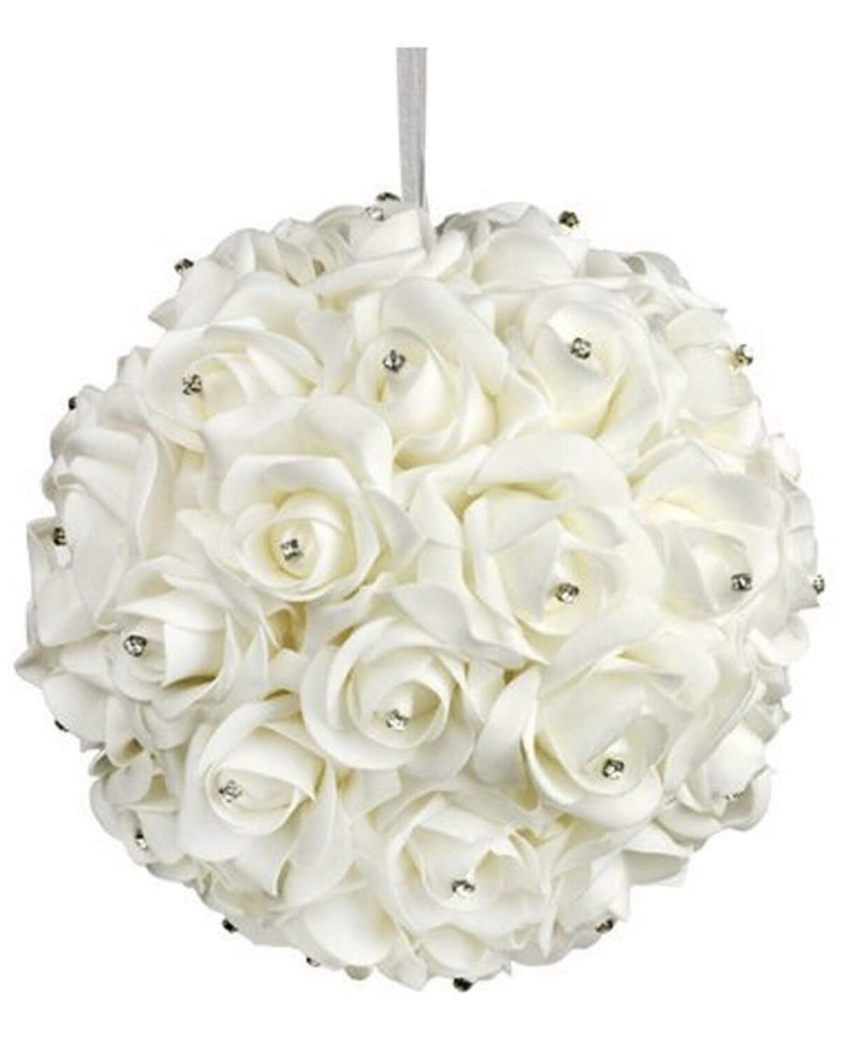White Flower Pomander Kissing Ball  10”