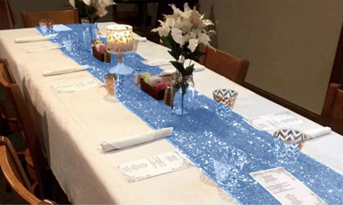 Baby Blue Sequin table Runner