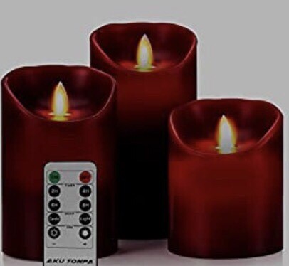 Flameless Led Burgundy Candles