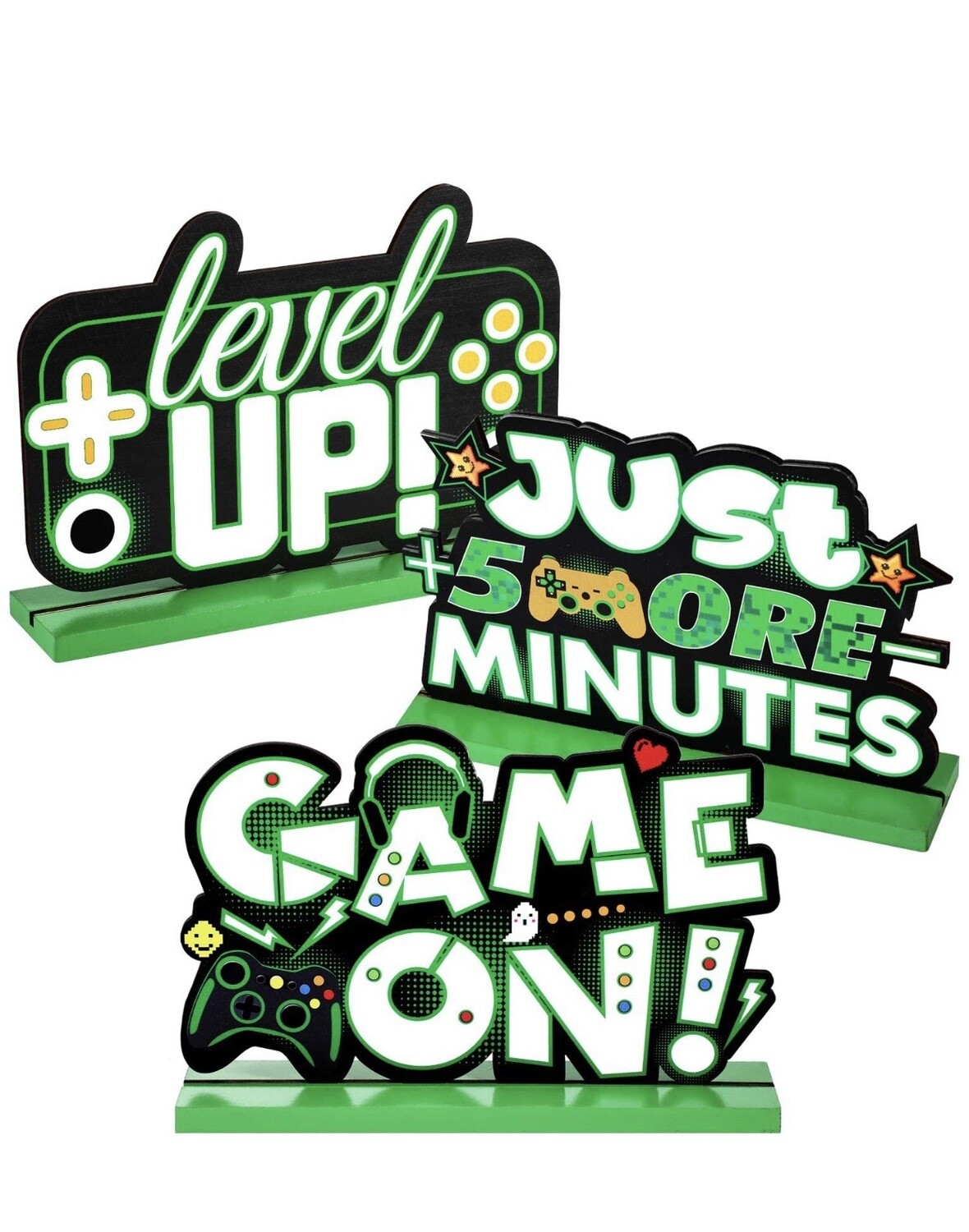 Game On Wooden Table Top Decor (Set Of 3 )