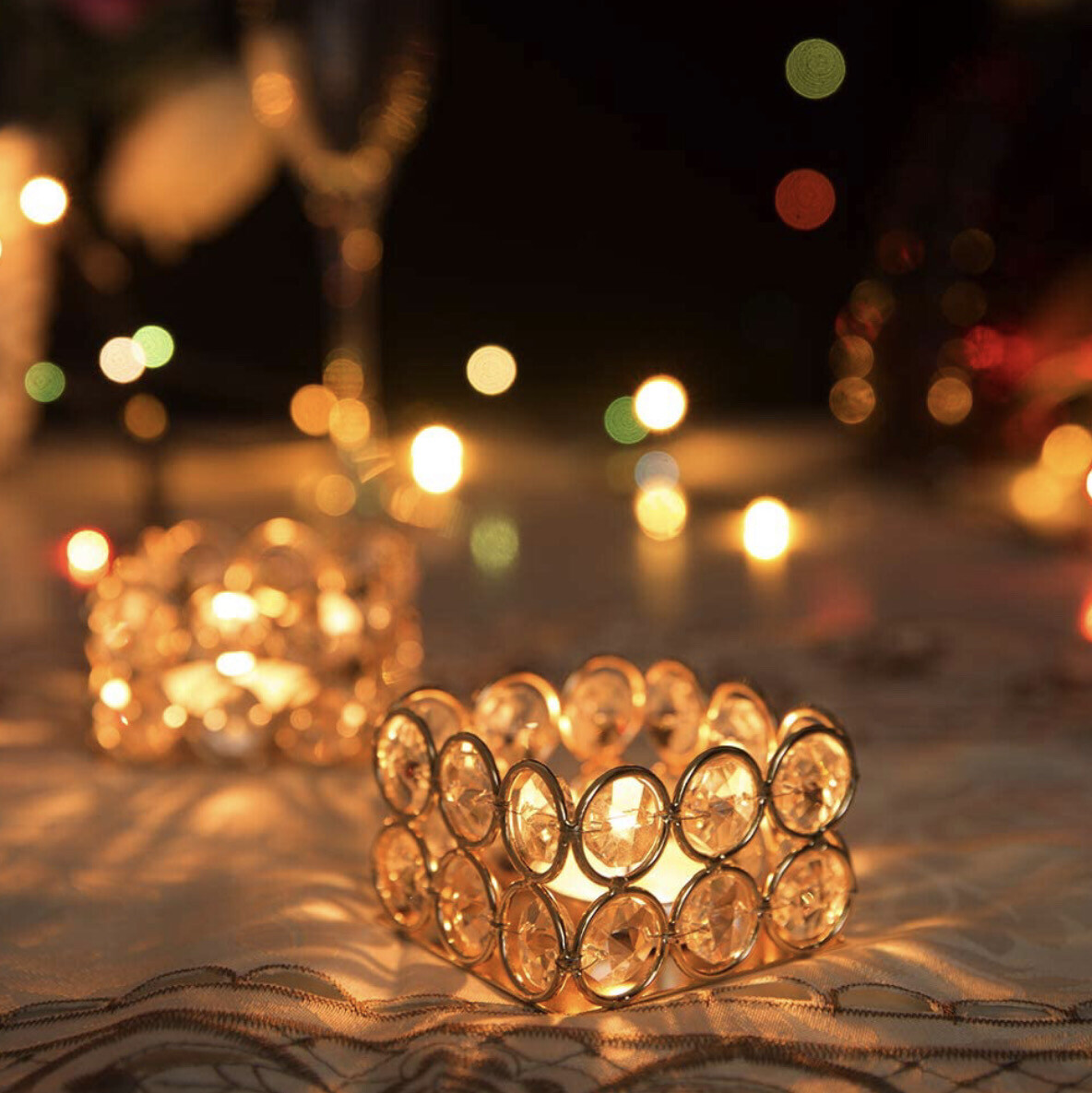 Crystal &amp; Gold Votive Tea light Candle Holders