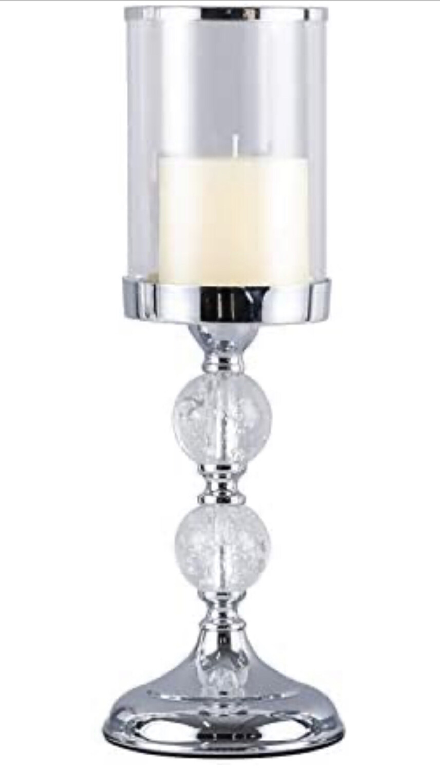 2 Balls Crystal Glass Pillar Cylinder Candle Holder
