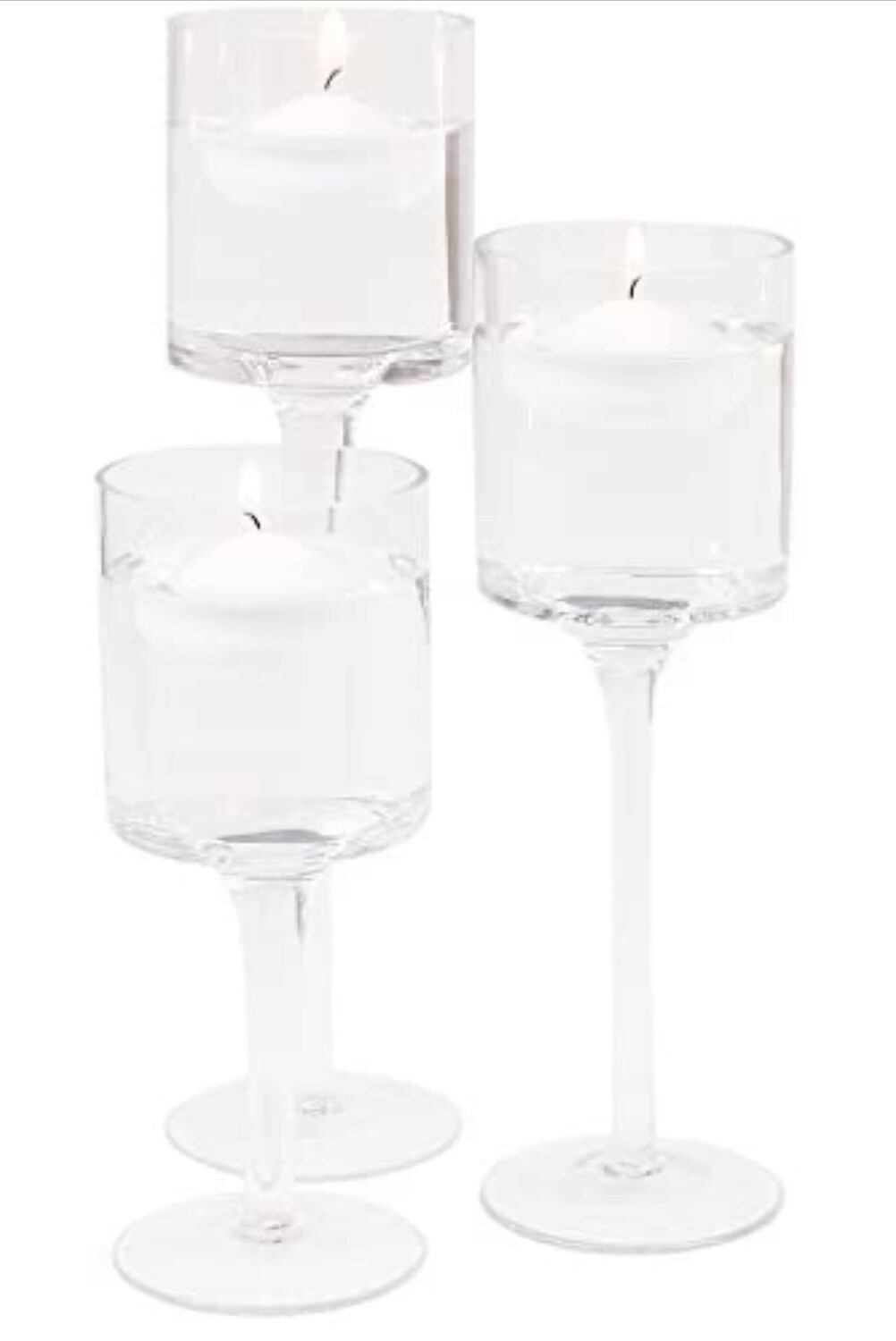 Koyal Long Stem Glass Candle Holder, Set of 3