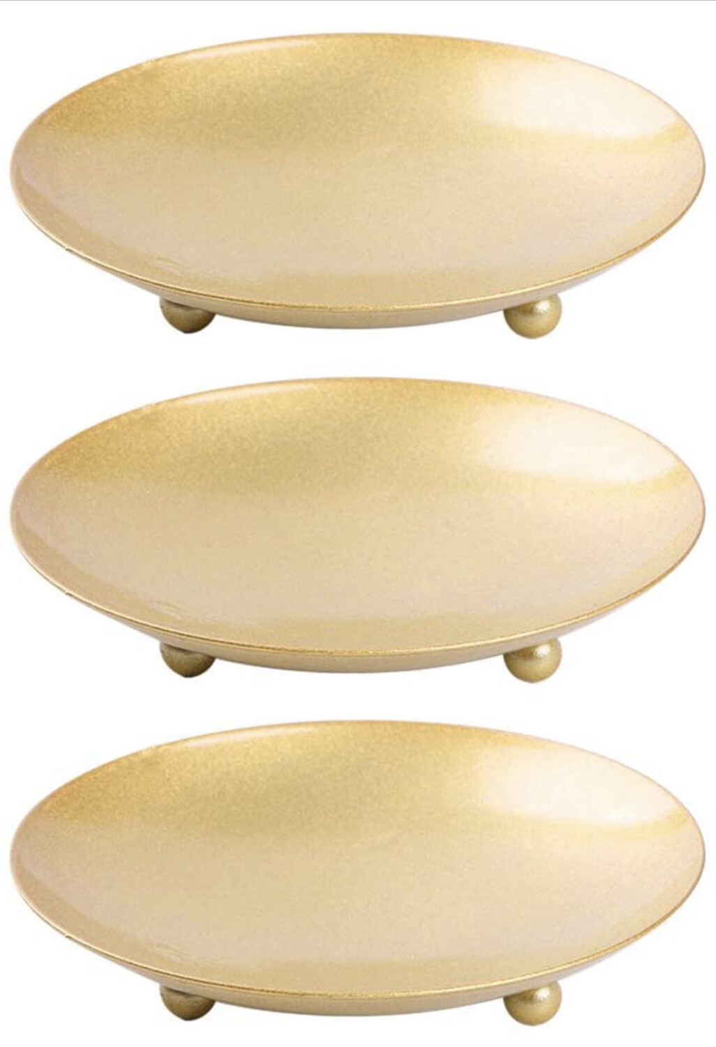 3pcs Gold Rustic Iron Plate Candle Holder