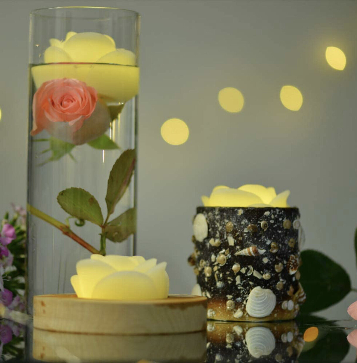 KITOSUN Floating Candle Water Candles LED Floating Candles Flicker Wax Rose Flameless Tea Lights Water Activated.