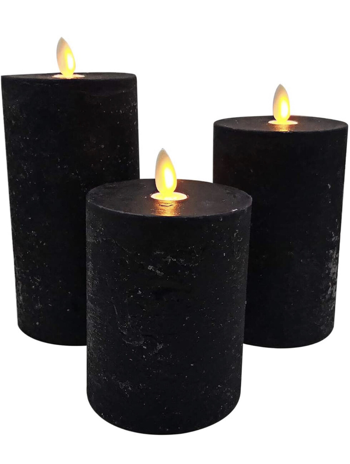 Black Led Flameless Candles (set Of 3)