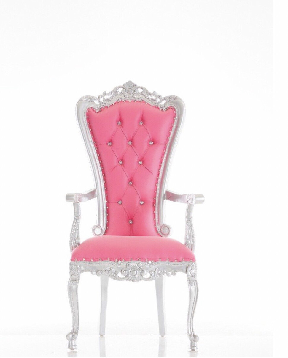 Adult Pink &amp; Silver Princess Throne Chair