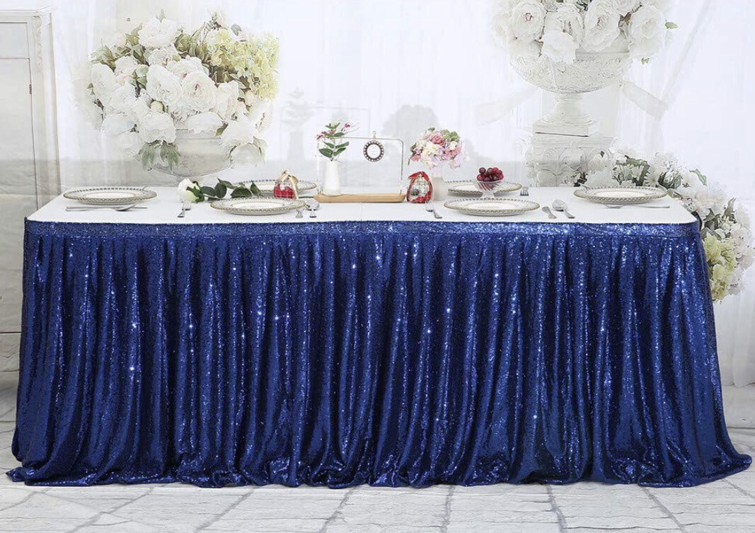 Navy Blue Table Skirt