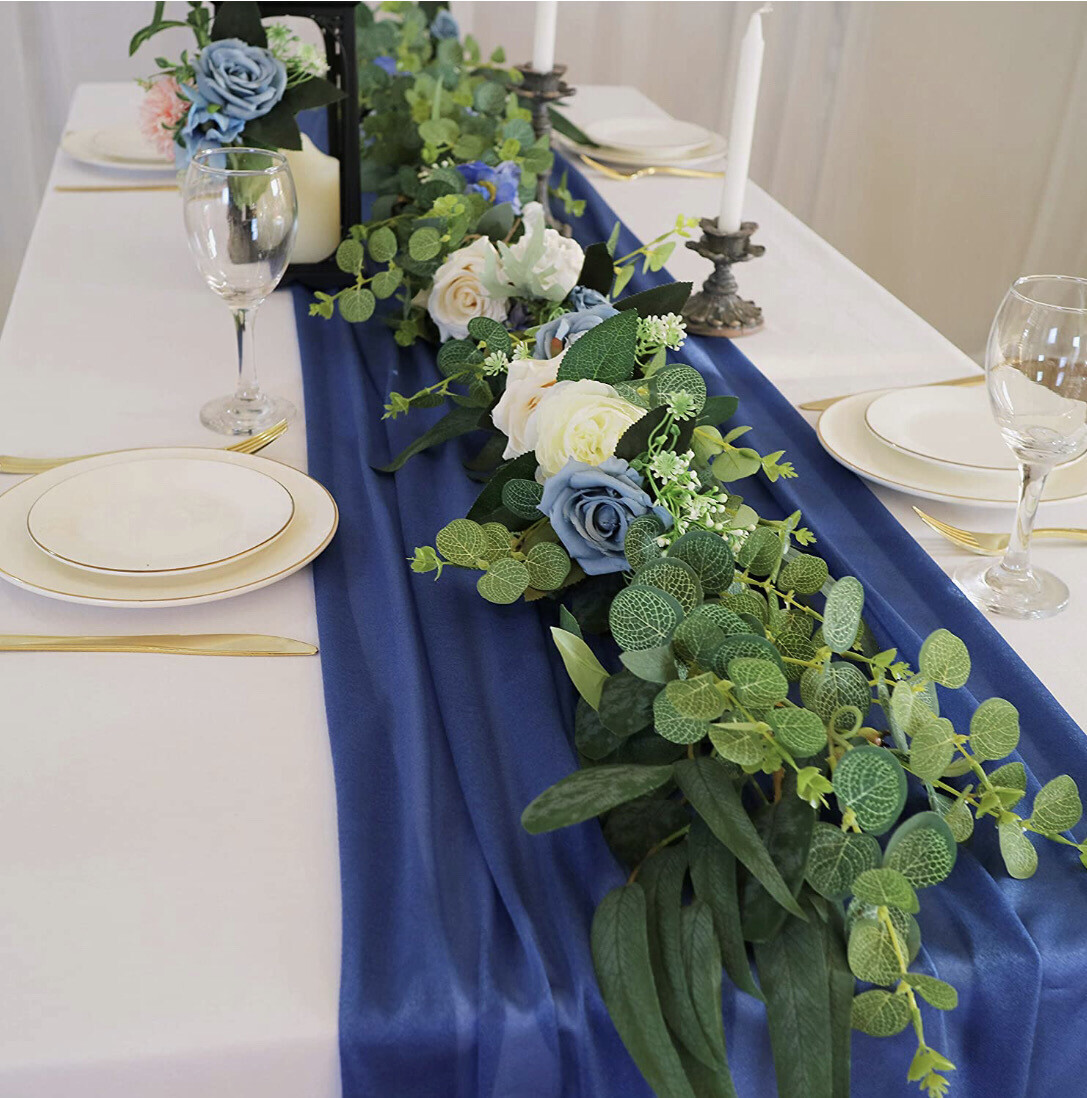Royal Blue Chiffon Table Runner Sheer
