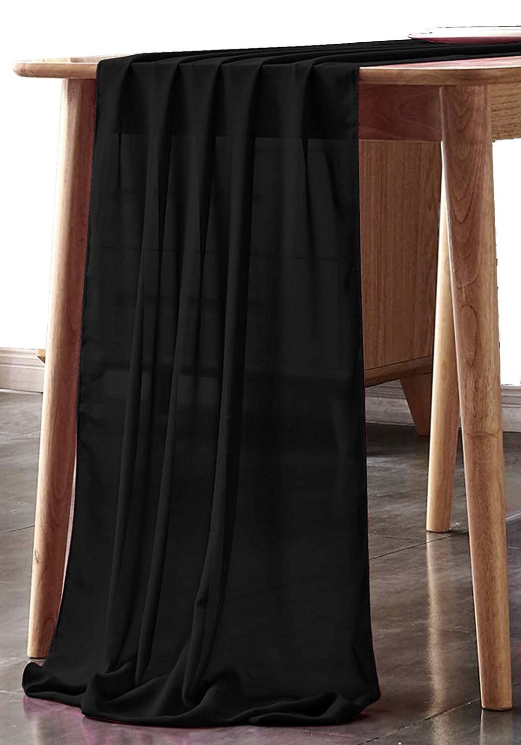 Chiffon Table Runner for Wedding Banquet Decor for 10Ft Table Runners - Black