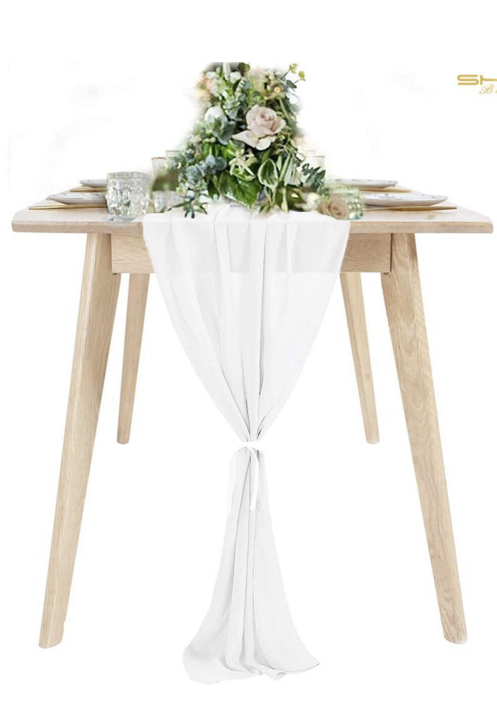 Chiffon Table Runner White
