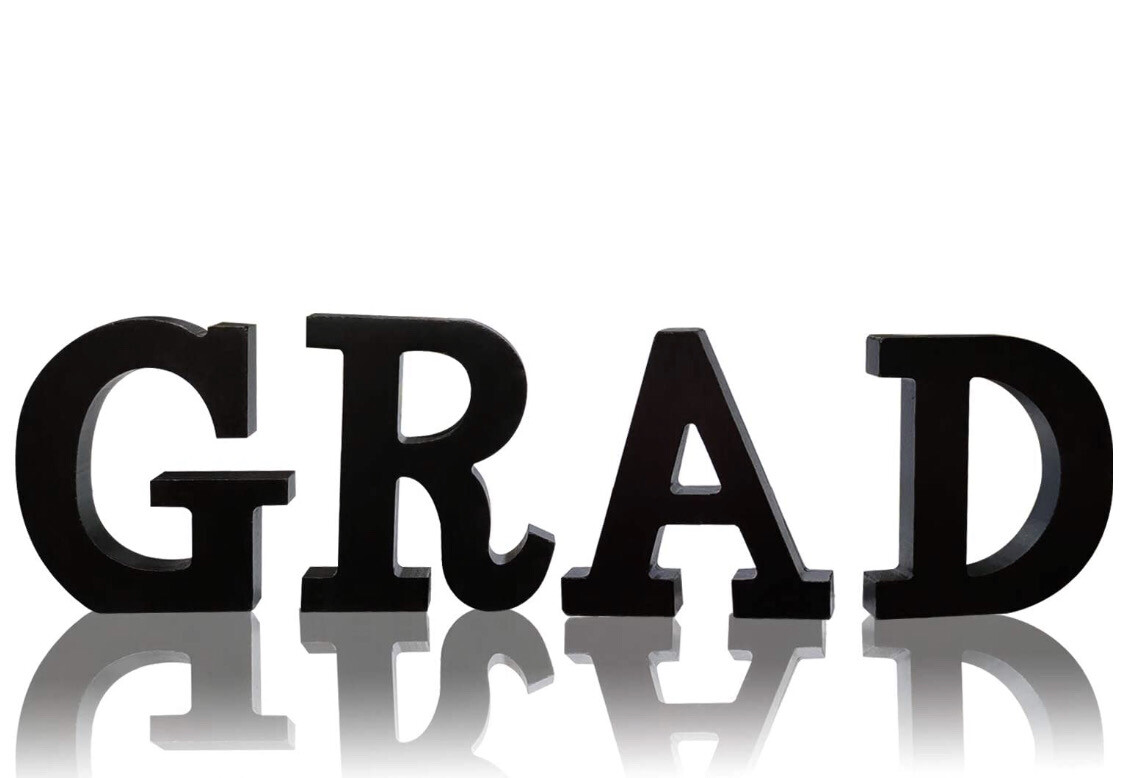 Black Wood Sign Graduation Letter Decoration