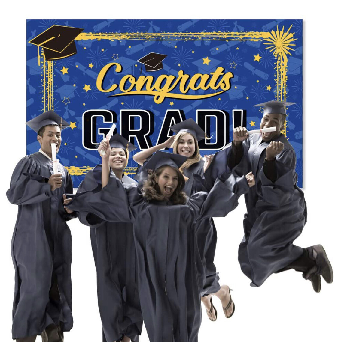 Royal Blue Fabric Graduation Banner (A)