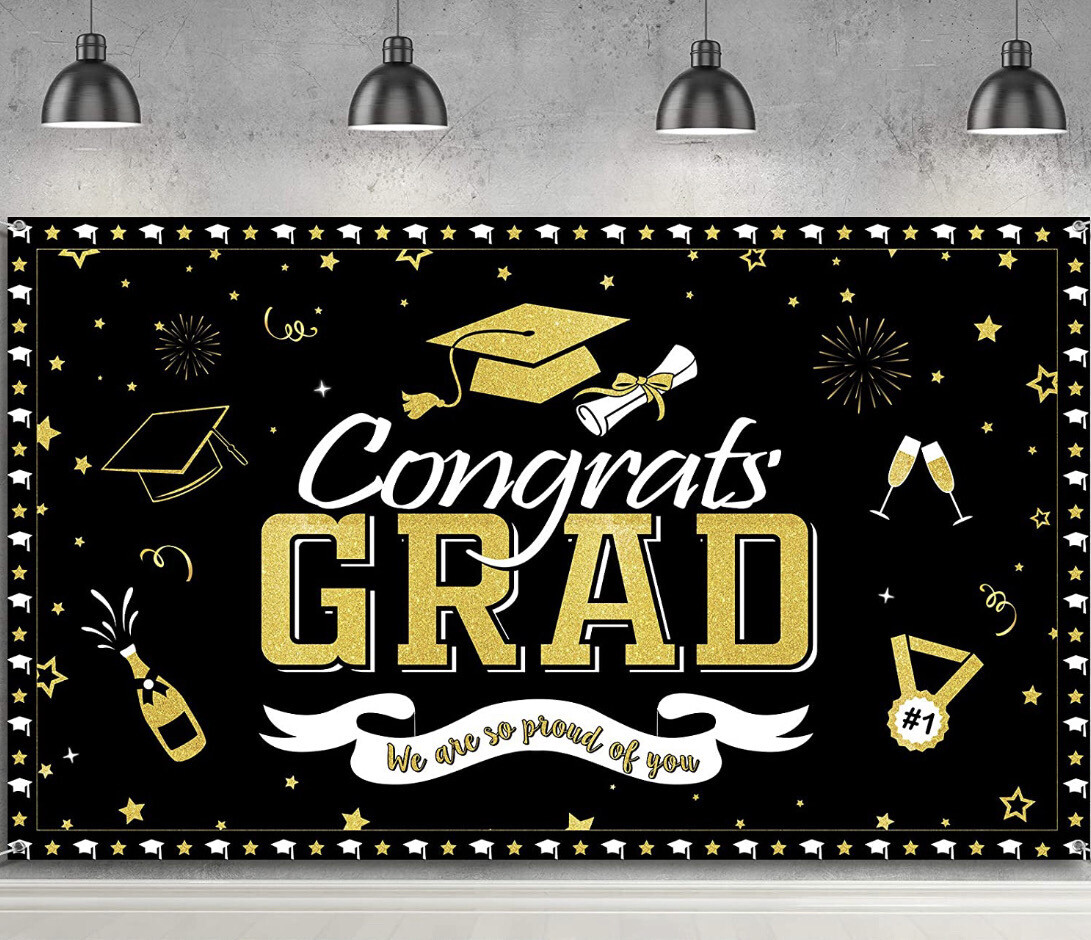 Black And Gold Fabric Banner