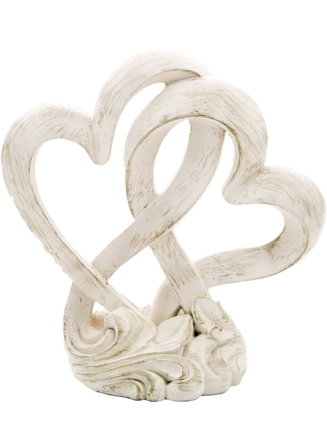 Vintage Style Double Heart Design Cake Topper/Centerpiece, One Size, Cream