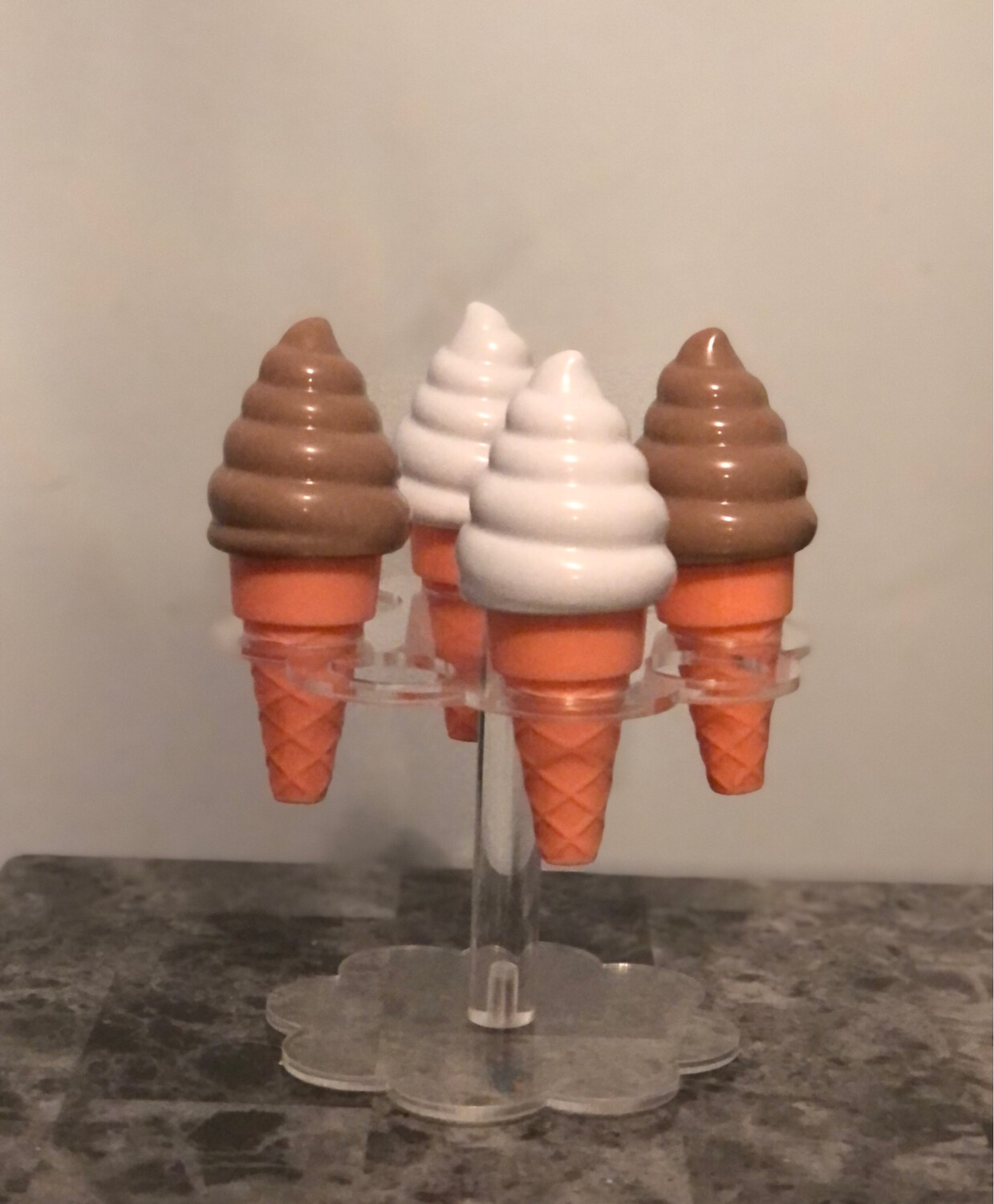 4 Artificial Ice Cream Cones &amp; Acrylic Stand