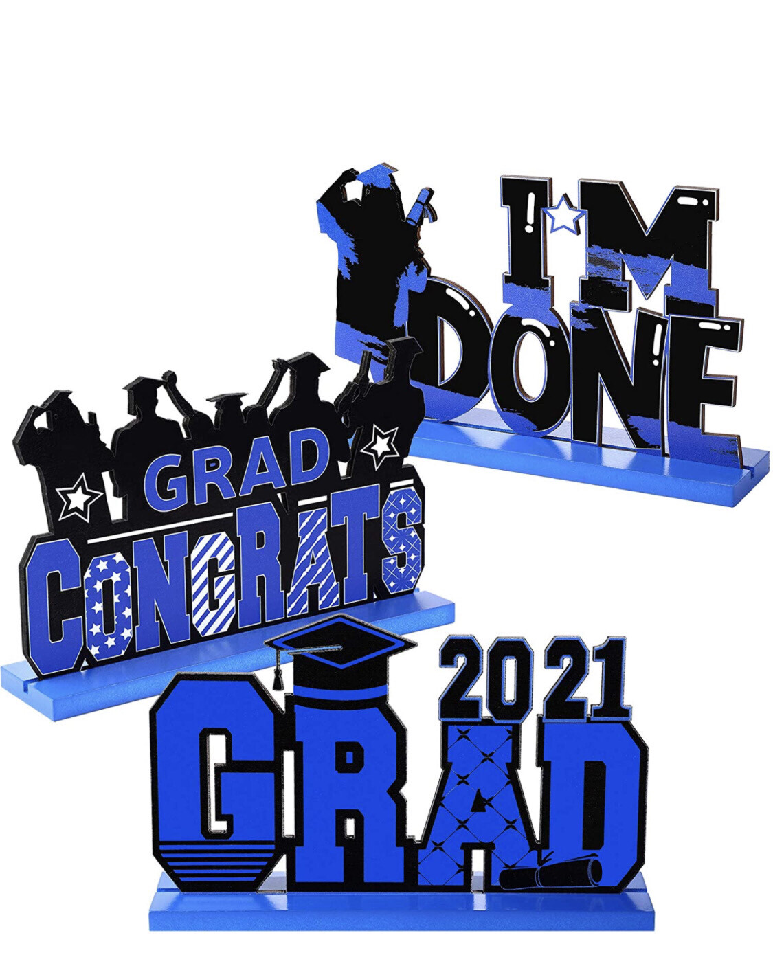 3 Graduation Table Decorations, Congrats Table Centerpiece Sign Wooden