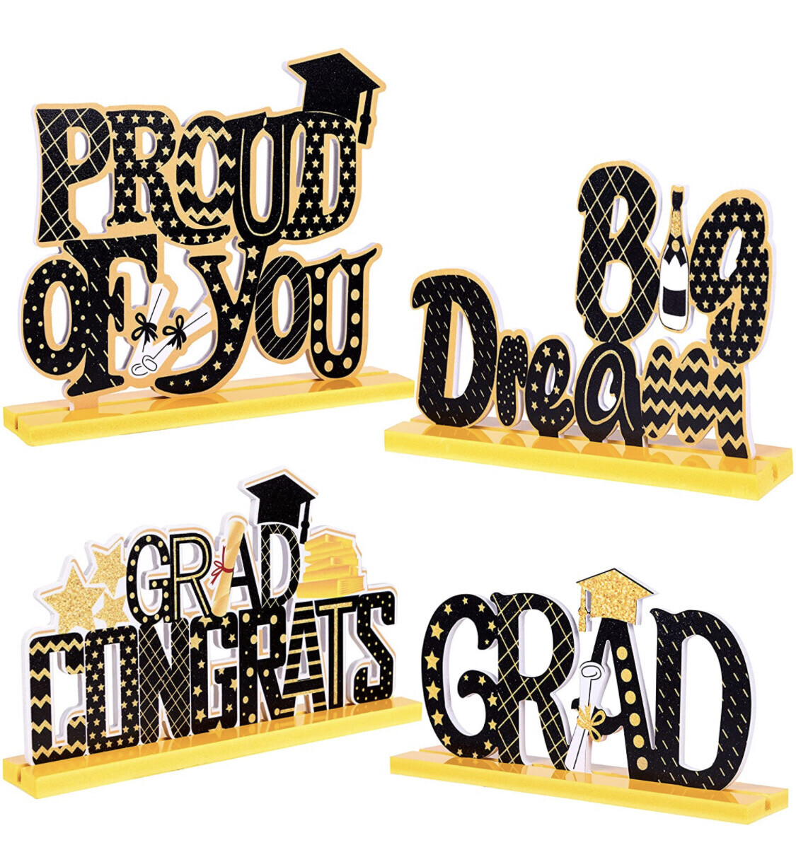 Wooden 4PCS Graduation Decorations Table Centerpieces
