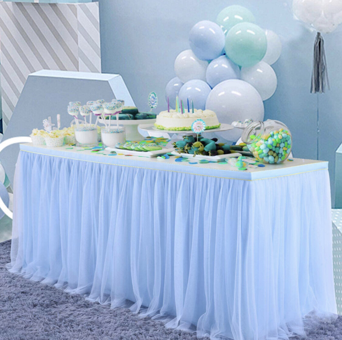 Blue Tulle Table Skirt