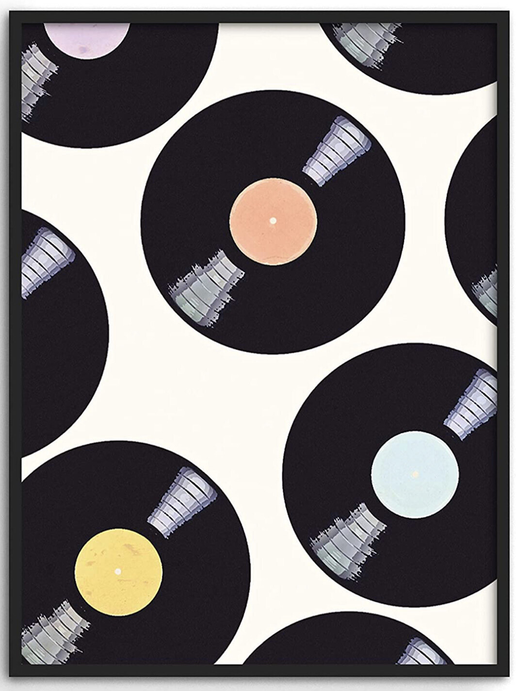 Music Art Wall Decor Vinyl Records Framed