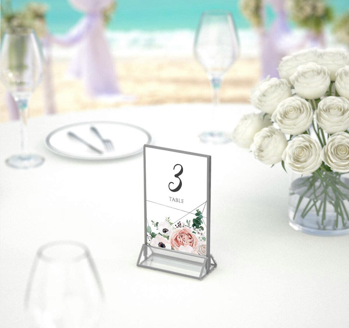Acrylic Silver Sign Holder With table Number