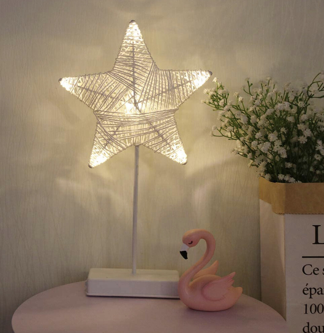 Star Shaped LED Night Light Warm White Pedestal Table Lamps
