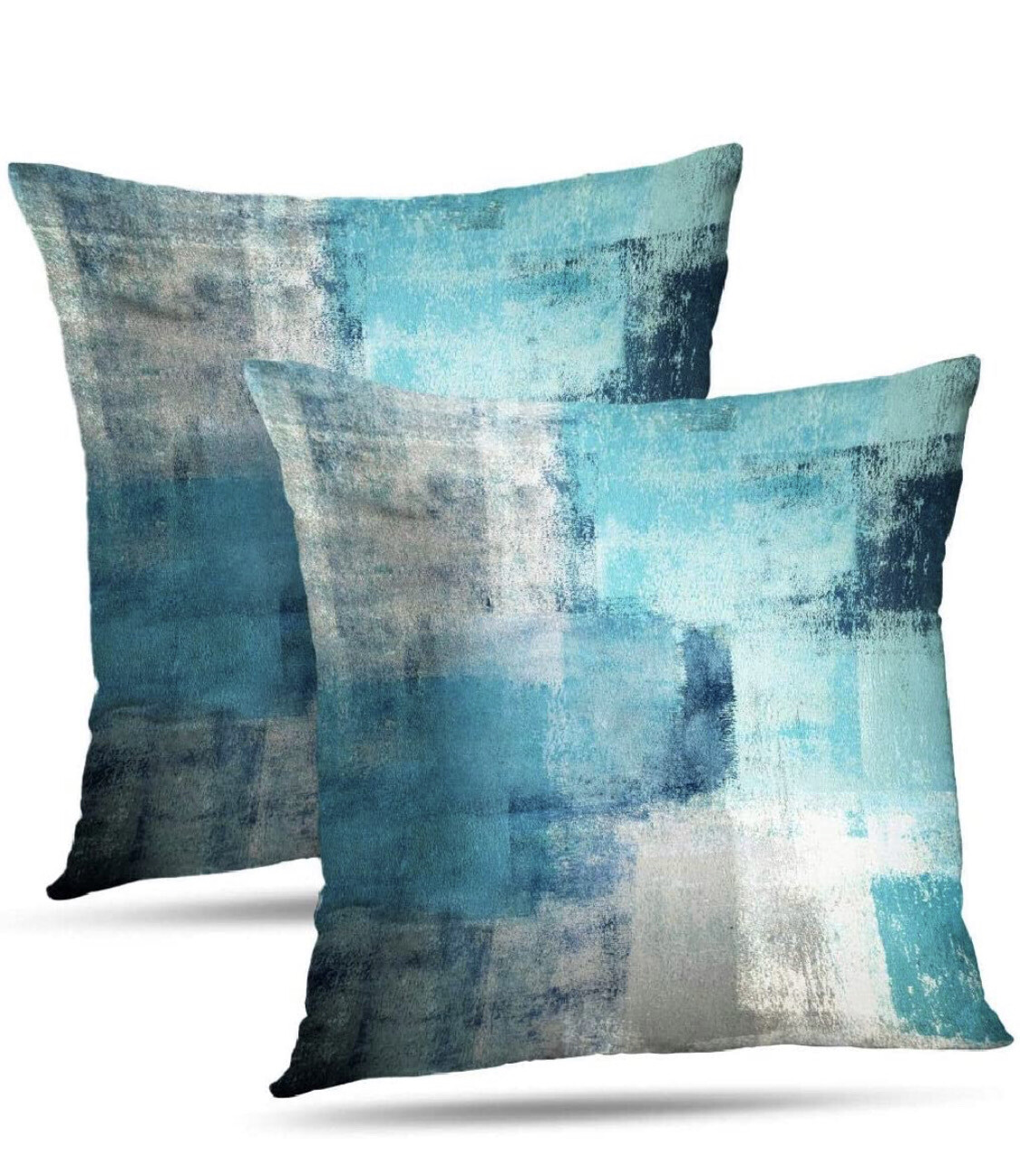 Turquoise and Grey Art Artwork Contemporary Decorative Gray Home Decorative Throw Pillows Set Of Two