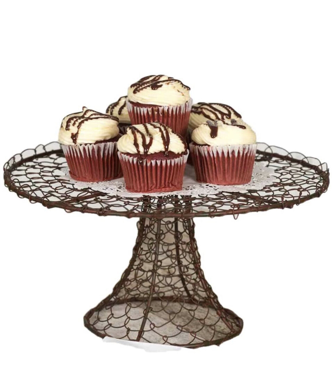 Brown Round Twisted Wire Metal Serving Stand