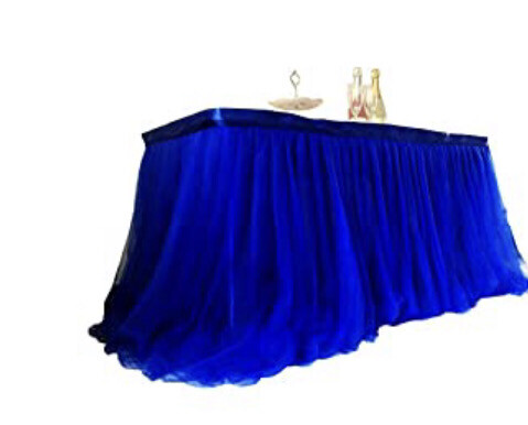 Royal Blue 3 Layered Table Skirt