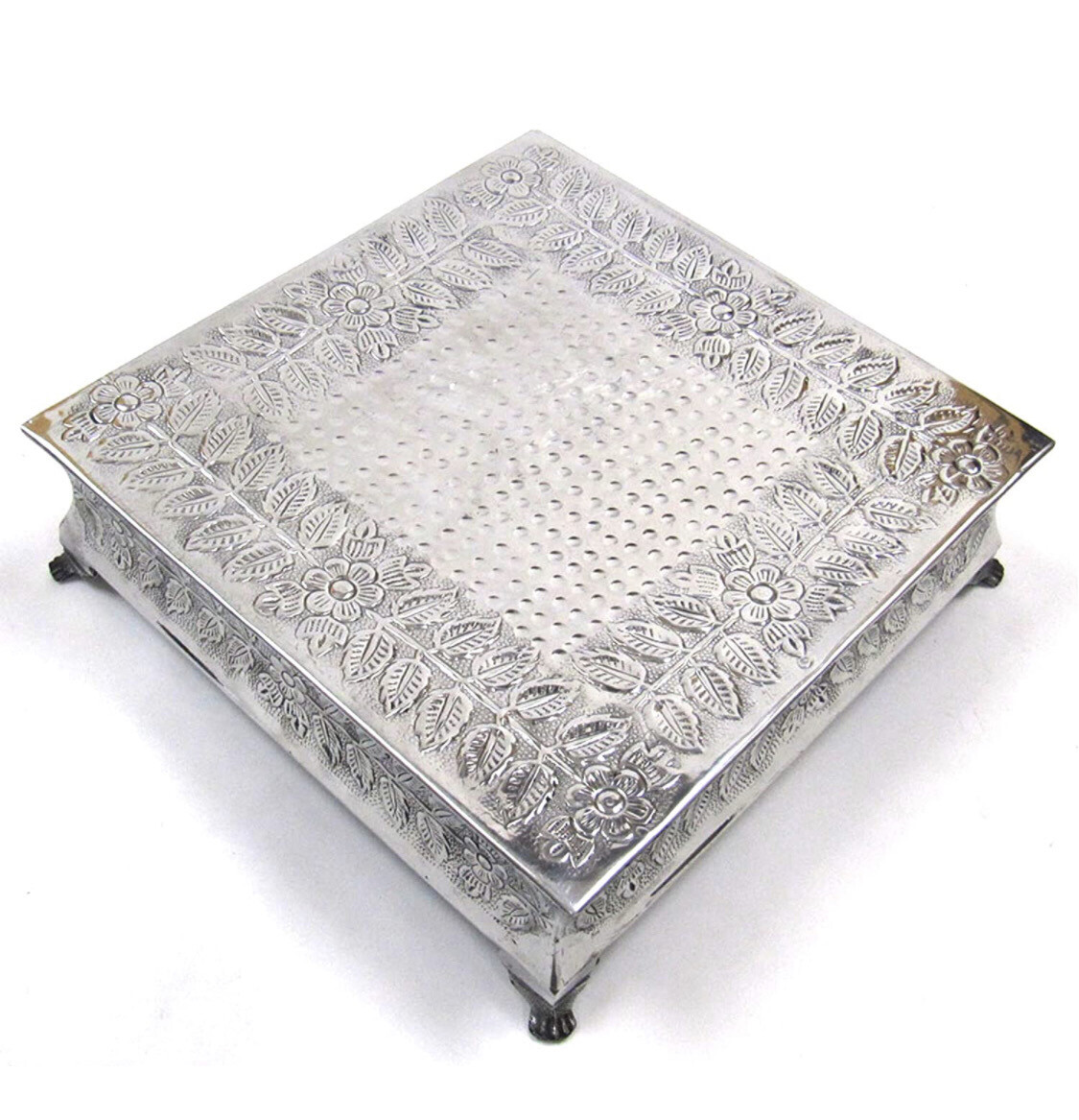Coastal Space Designs cake stand metal tableware, 18.25" inch, silver