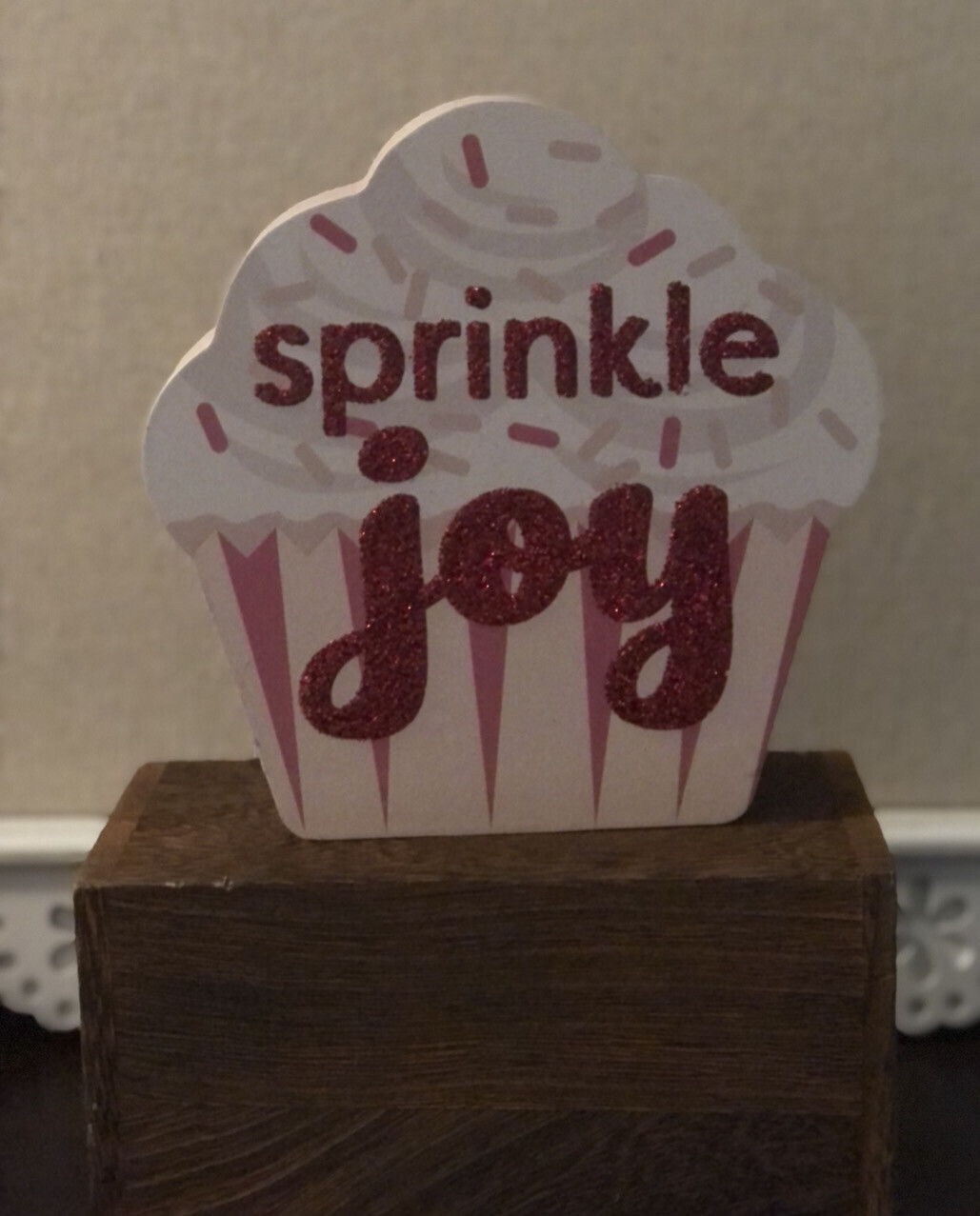 Sprinkle joy Wooden Cupcake (1)