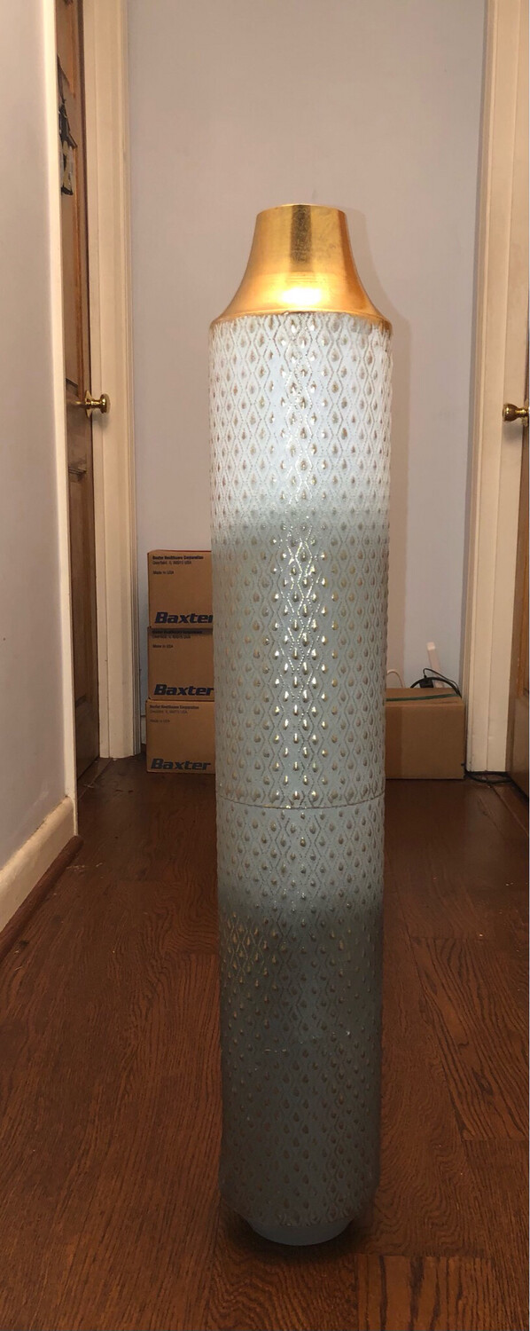 Gold White Silver Floor Vase