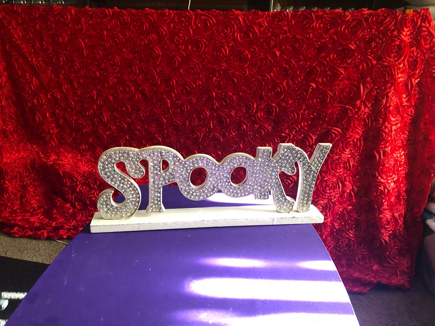 Spooky Wooden White Bling Sign