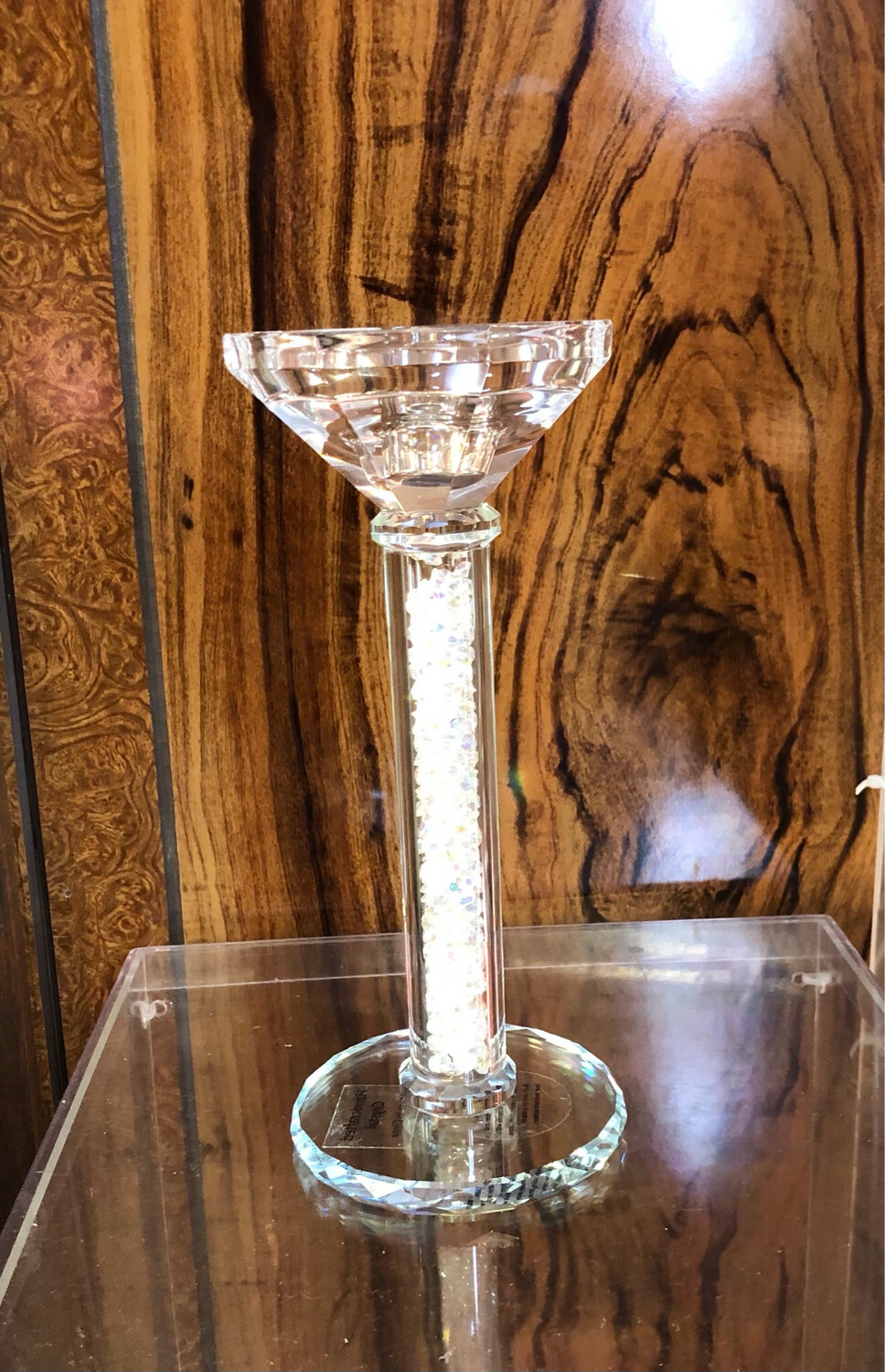 Medium Crystal Candle Holder W/ Bling Inside
