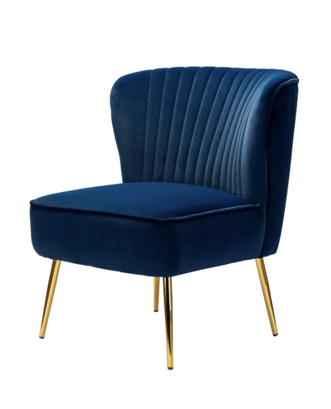 Navy Blue Velvet Tufted Chair