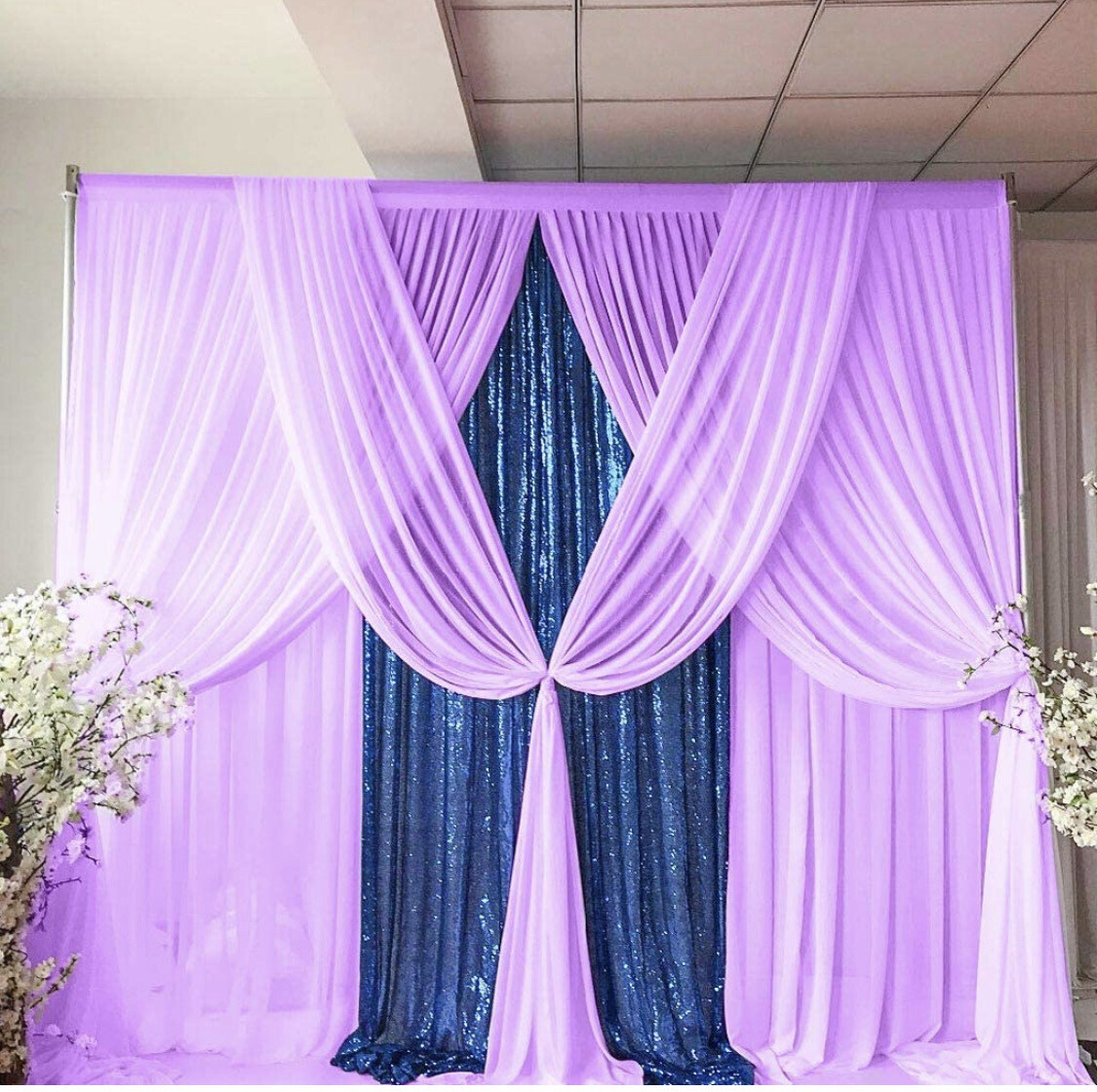 Lavender Chiffon Backdrop Curtain-2 Panels
