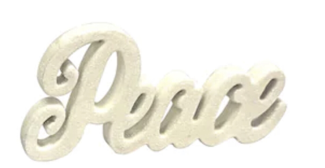 White 7.5" Glitter Peace Tabletop Sign by Ashland®