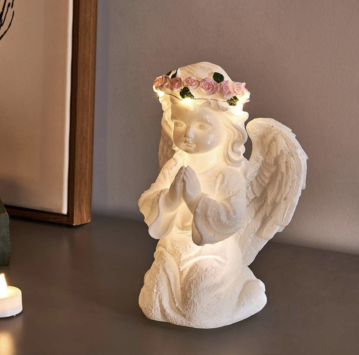 White Praying Angel Table Lamp Indoor Decor