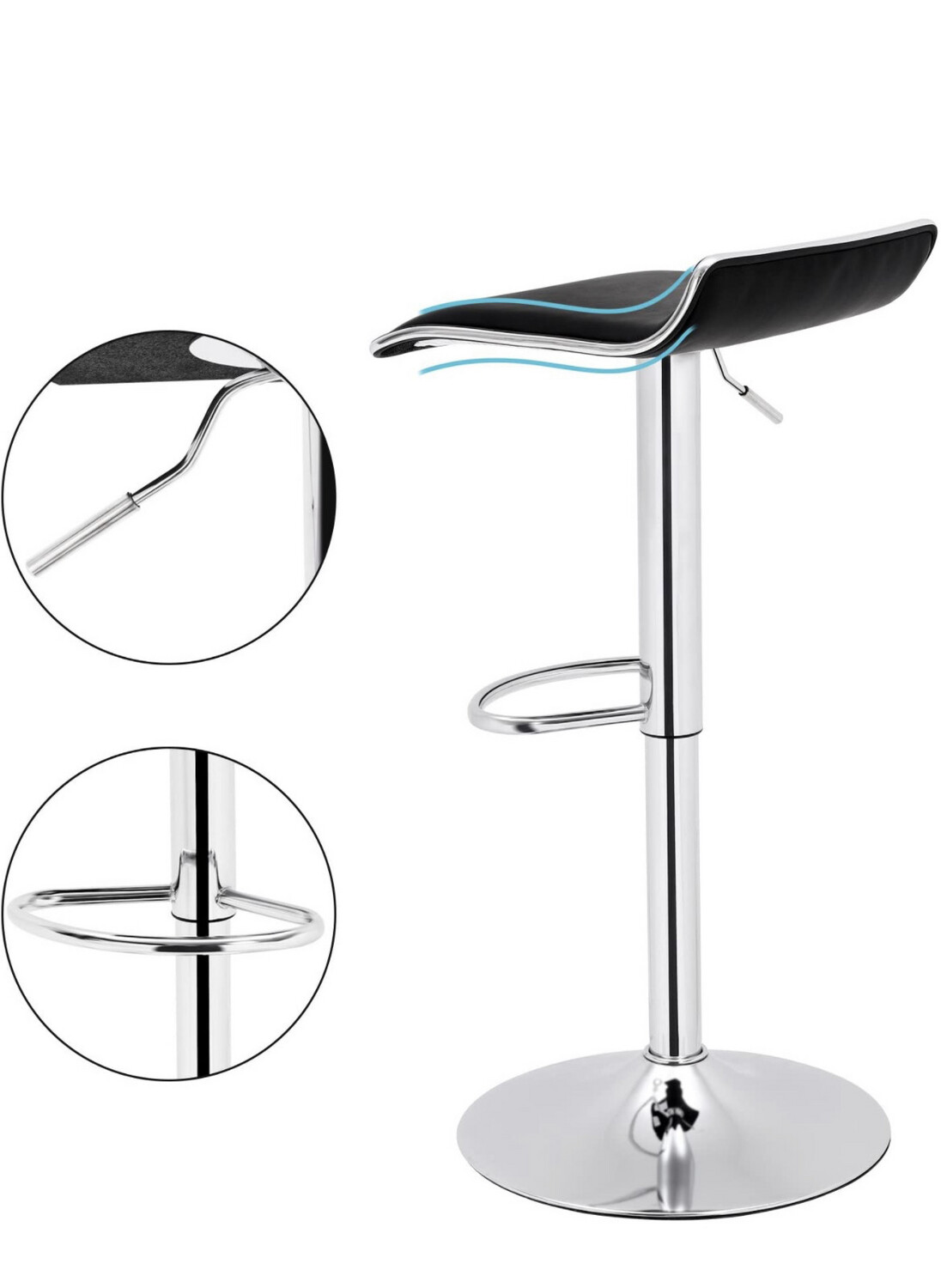 Black Barstool With Silver Trim